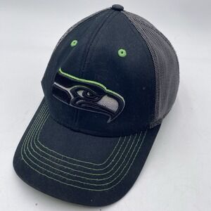 Seattle Seahawks Hat Black Neon Green NFL Team Apparel SnapBack Mesh Trucker